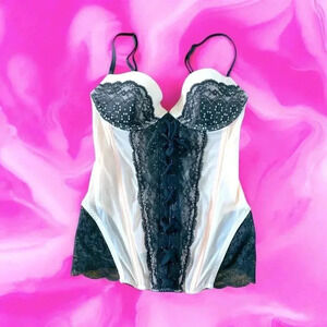 Victoria’s  Secret Pale Pink Boned Corset, Faux Front Lace Up, Side Zipper 34B